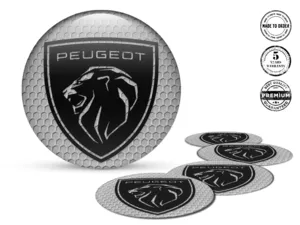 Peugeot Domed Sticker Design High-Quality Wheel Emblems
